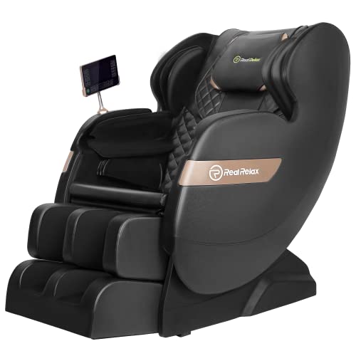 Real Relax 2022 Massage Chair of Dual-core S Track Recliner with Smart Voice Controller Zero Gravity, Black
